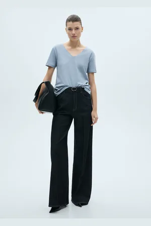 MANGO Baumwoll-T-Shirt, V-Ausschnitt - Damen - XXS