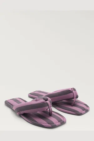 MANGO Zehentrenner-Hausschuhe mit gewebtem Streifen - Damen - 36-37