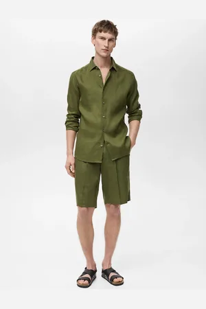 MANGO Bundfalten-Bermudashorts aus 100 % Leinen - Herren - 44