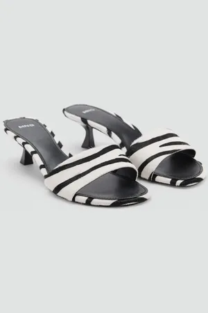 MANGO Sandale aus Leder mit Zebrafell - Damen - 35