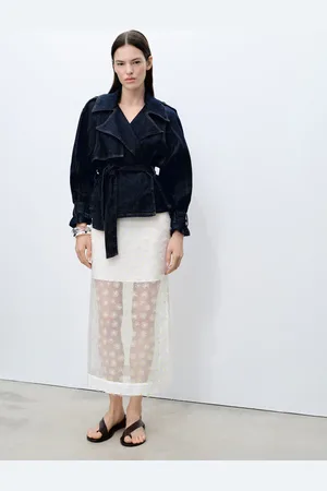 MANGO Halbtransparenter Rock mit Blumenstickerei - Damen - L
