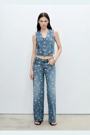 MANGO Bestickte Blumen-Crop-Weste - Damen - M