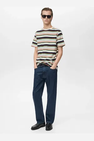 MANGO Gestreiftes Regular-Fit-T-Shirt aus 100 % Baumwolle - Herren - L