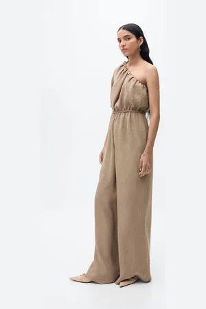MANGO Langer Overall mit asymmetrischem gerafftem Ausschnitt - Damen - L