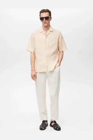 MANGO Hemd aus 100 % Leinen mit Bowlingkragen - Herren - XS