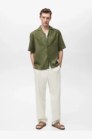 MANGO Hemd aus 100 % Leinen mit Bowlingkragen - Herren - L
