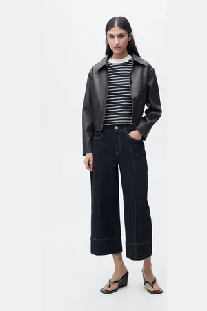 MANGO Jeans wideleg crop Nähte - Damen - 36