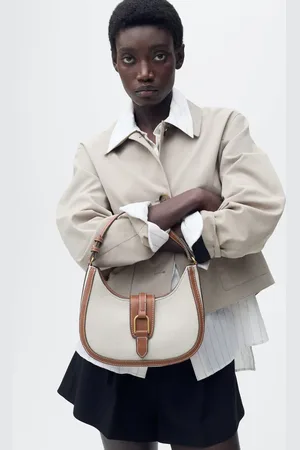 MANGO Schultertasche aus Canvas mit Kontrast - Damen - Einheitsgröße