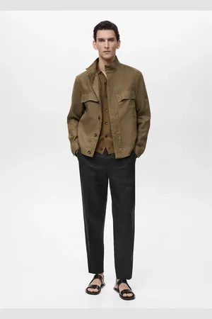 MANGO Jacke aus 100 % Leinen mit hohem Kragen - Herren - L