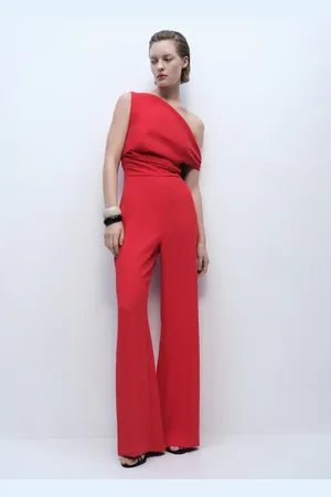MANGO Langer asymmetrischer Jumpsuit mit Drapierung - Damen - M