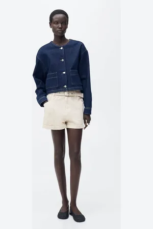 MANGO Paperbag-Shorts mit umgeschlagenem Saum und Gürtel - Damen - M