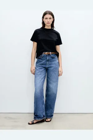 MANGO Besticktes T-Shirt mit Ajourmuster - Damen - S