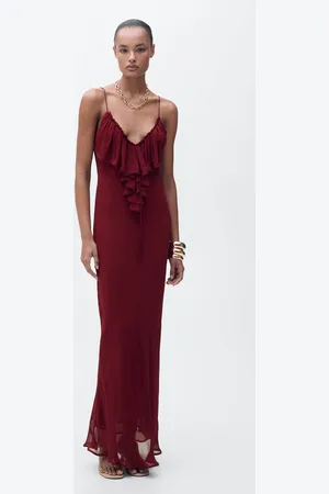 MANGO Chiffonkleid mit Rüschen - Damen - L