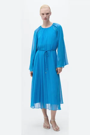 MANGO Plisséekleid mit Ballonärmeln - Damen - XL
