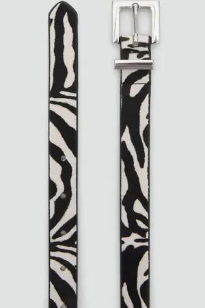 MANGO Gürtel aus Leder mit Zebrafell - Damen - S
