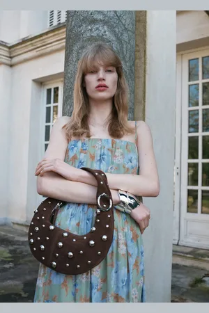 MANGO Handtasche aus Leder mit Metallkugeln - Damen - Einheitsgröße