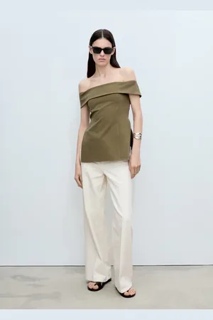 MANGO Talliertes schulterfreies Top - Damen - M