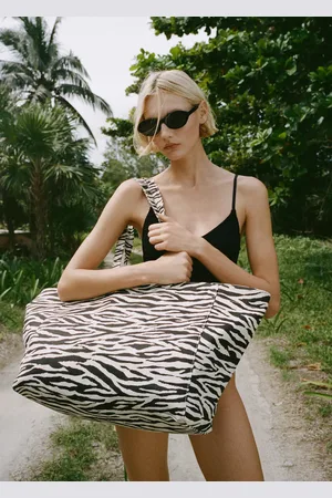 MANGO Shopper-Bag aus Baumwolle mit Zebramotiv - Damen - Einheitsgröße