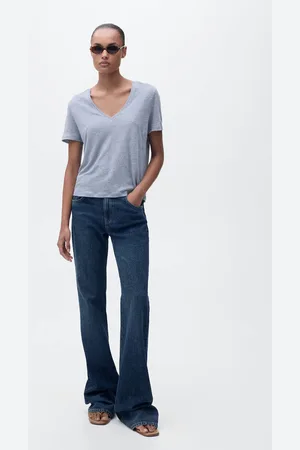 MANGO Leinen-T-Shirt mit V-Ausschnitt - Damen - 3XL