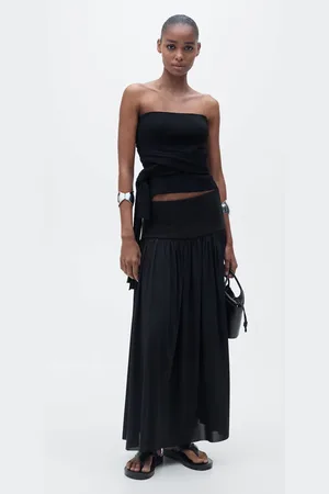 MANGO Langer Rock mit Raffdetails - Damen - M