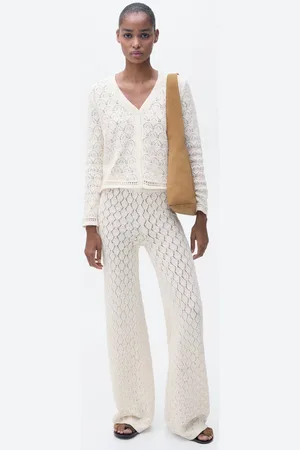 MANGO Gerade Hose mit Lochmuster - Damen - S