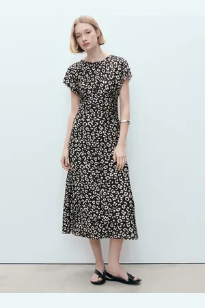 MANGO Kleid mit Leoparden-Print und ausgefransten Abschlüssen - Damen - XXS