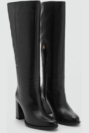 MANGO Hohe Lederstiefel mit Absatz - Damen - 41