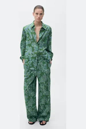 MANGO Leinenhose mit Paisleymuster - Damen - XXS