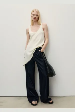 MANGO Wideleg-Jeans mit ausgefranstem Bund - Damen - M
