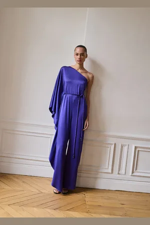 MANGO Satinierter Jumpsuit mit Maxivolant - Damen - L