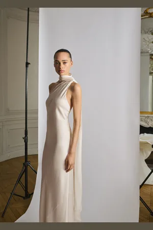 MANGO Asymmetrisches Kleid mit Schleife am Hals - Damen - L