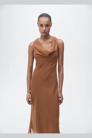 MANGO Lyocell-Kleid mit drapiertem Ausschnitt - Damen - S