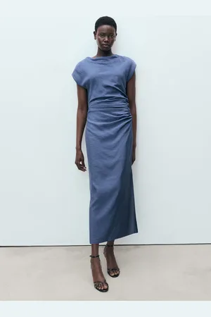 MANGO Gerades Kleid mit Drapierung - Damen - L