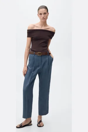 MANGO Gerade Leinenhose mit Abnäherdetail - Damen - 32
