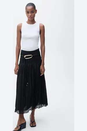 MANGO Geraffter Midi-Rock - Damen - 34