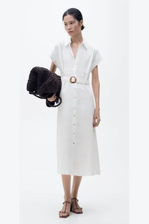 MANGO Leinenkleid mit Gürtel - Damen - S