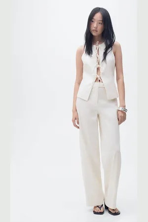 MANGO Top aus Leinengemisch mit Schleifen - Damen - L