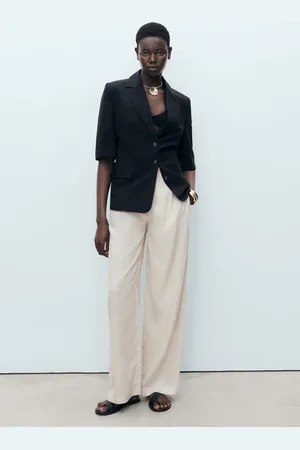 MANGO Leinenhose mit Perlmuttknopf - Damen - 32