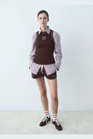 MANGO Baumwollshorts mit aufgedrucktem Schriftzug - Damen - L
