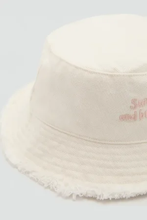 MANGO Bucket Hat mit aufgesticktem Schriftzug - Kinder - 10-14 Jahre