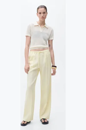 MANGO Gerade Leinenhose mit Schleife - Damen - M