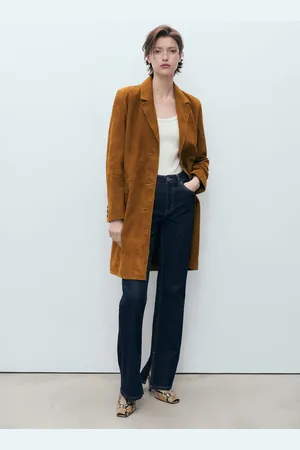 MANGO Wildledermantel mit Reverskragen - Damen - L
