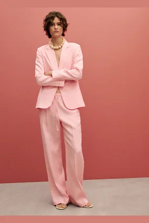 MANGO Gerade Leinenhose mit Schleife - Damen - XXS