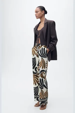 MANGO Wideleg-Hose mit abstraktem Print - Damen - S