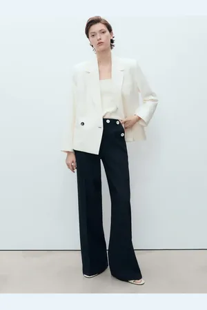 MANGO Gerade Hose mit Kontrastknopfdetail - Damen - 38