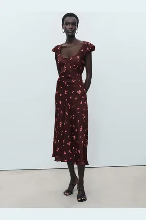 MANGO Kurzärmliges Midi-Kleid mit Blumenmuster - Damen - L