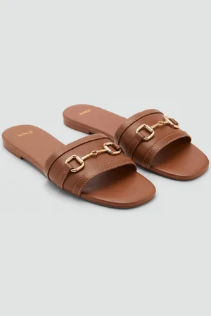MANGO Ledersandale mit Schnalle - Damen - 40