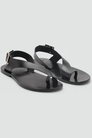 MANGO Ledersandale mit überkreuztem Riemen - Damen - 37
