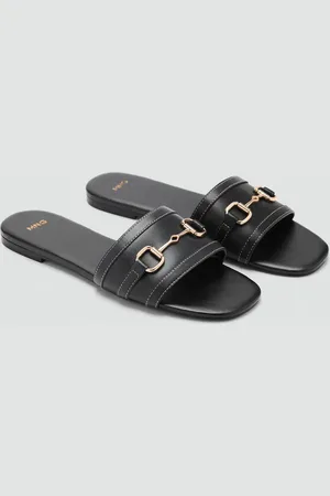 MANGO Ledersandale mit Schnalle - Damen - 40