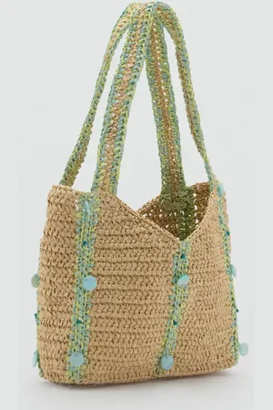 MANGO Perlenverzierte Raffiabast-Tasche - Kinder - Einheitsgröße